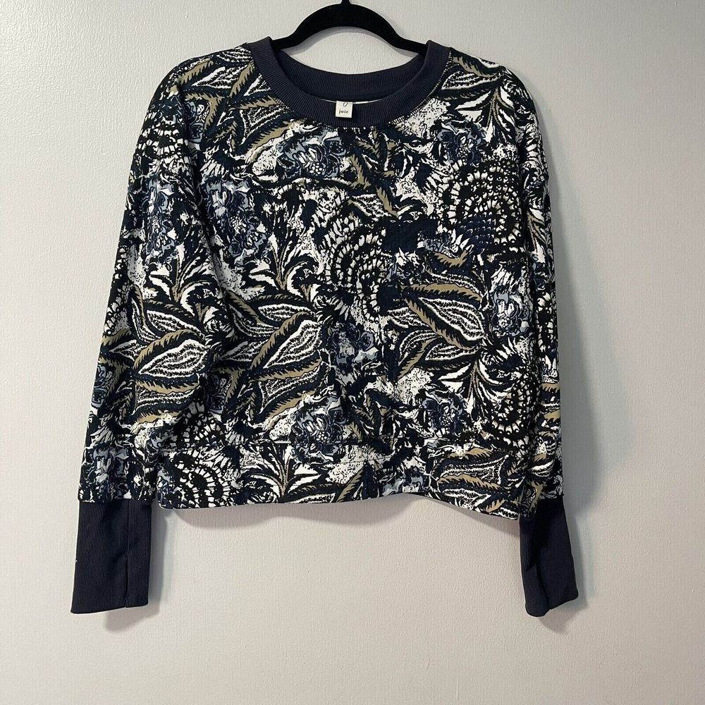 joie Medium Pull Over Blue Cropped Sweater Top